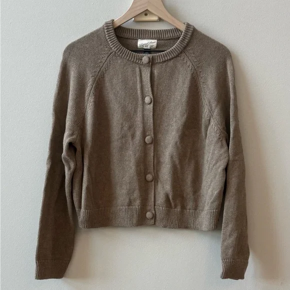 Universal Thread Brown Crewneck Button-Front Cardigan - Picture 1 of 3